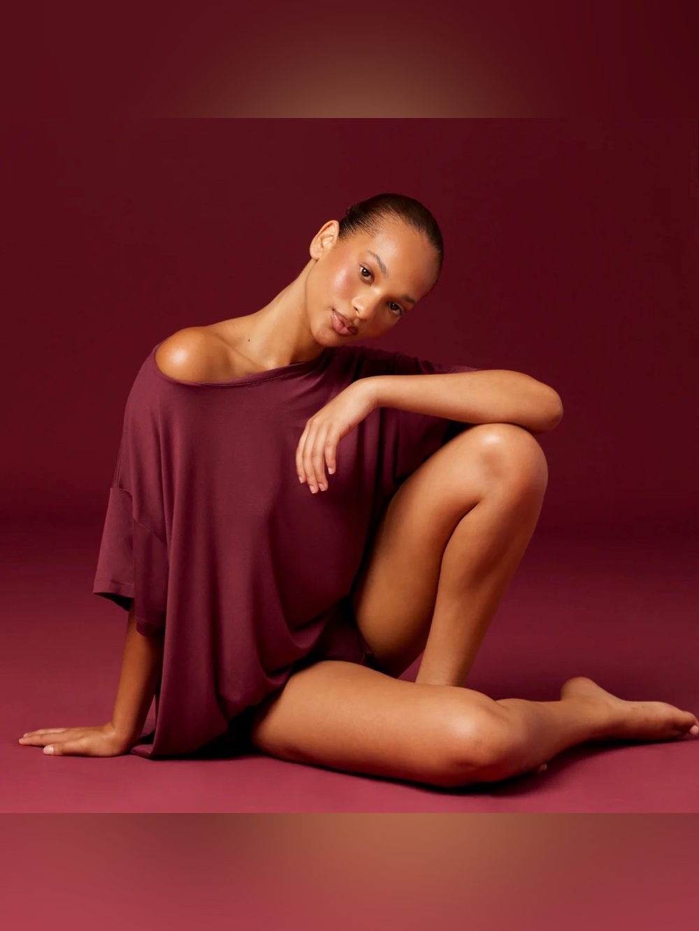 Crop Shop Boutique Oversized Burgundy Sleep Tee